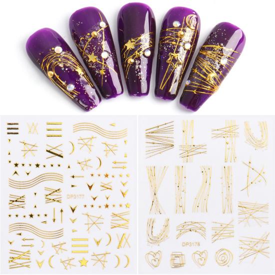 3Pcs/Set Nail Decals Non-Fading Luxury Ultra Thin Decoration Stickers Sparkly Geometry Decals
