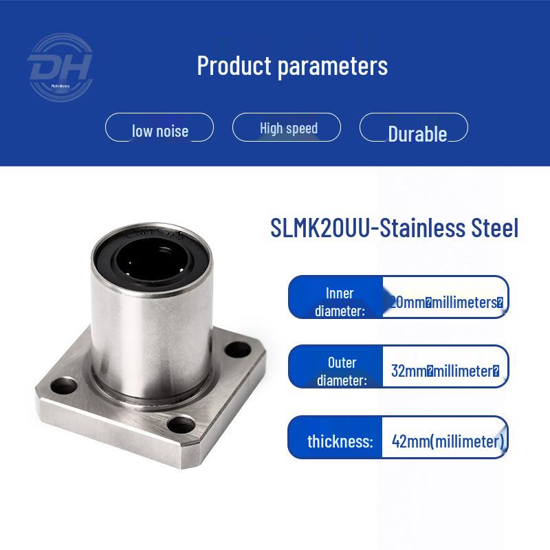SLMK Series Mechanical Square Linear Bearings: Sizes 6, 8, 10, 13, 16, 20, 25, 30, 40UU