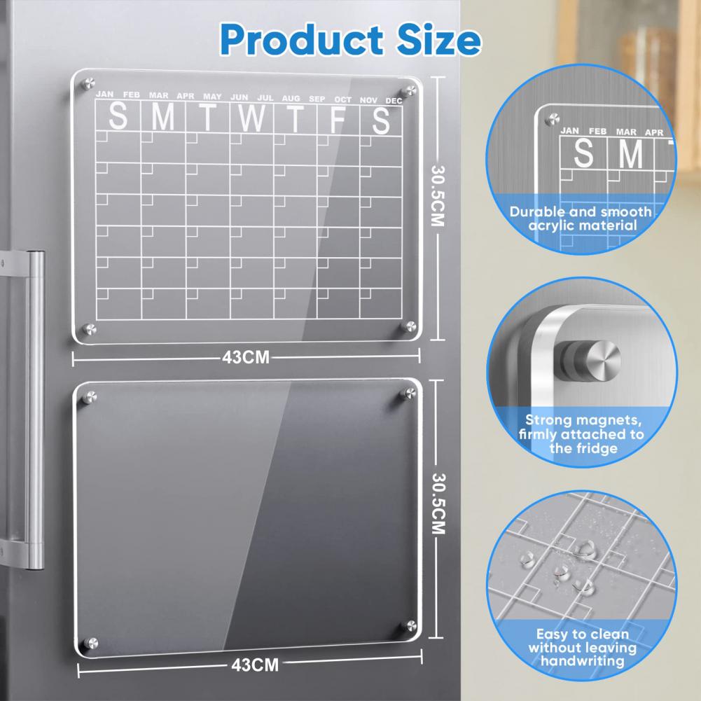 Dry Erase Board Refrigerator Memo Magnetic Marker Monthly Schedule Transparent Calendar Fridge Magnet Home Decor