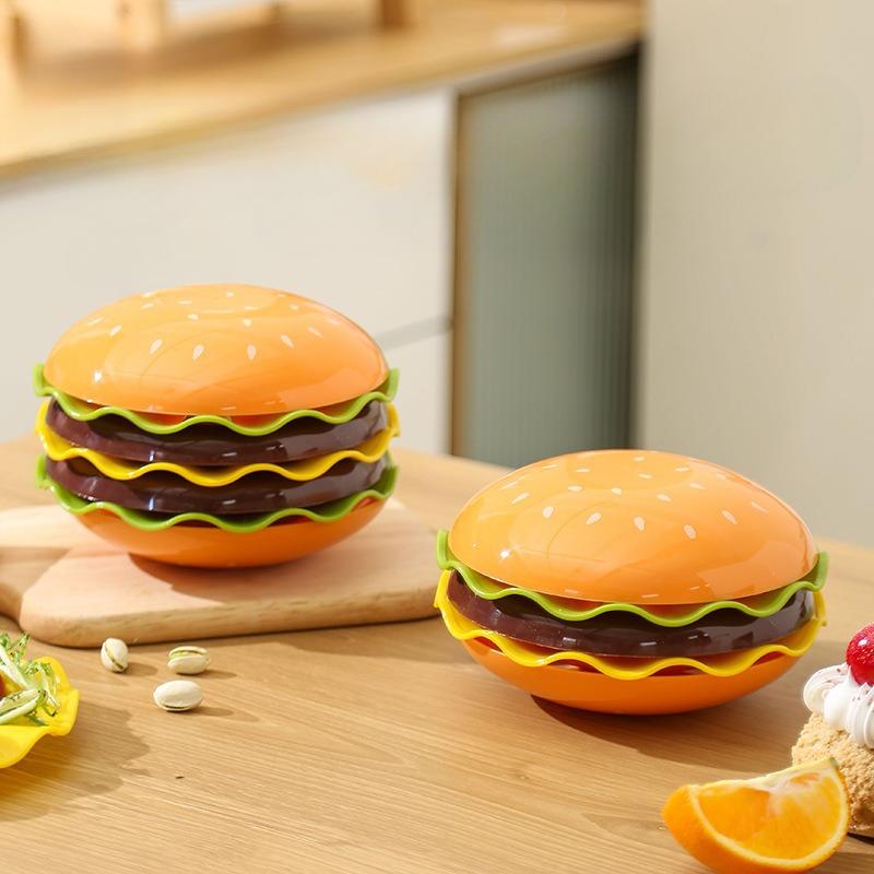 High-value Hamburger Bowl Set, Household Cartoon Tableware Set, Creative Bone Spitting Plate Sauce Oil Plate Rice Bowl Combination