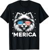 Vintage Pomeranian Dog Merica Patriotic USA Flag 4th Of July T-Shirt