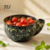Drainage Bowl for Strawberries Ceramic Berry Swirl Bowl, Auto Fruit Washing Vegetable Wash Colander with Drain Holes, Kitchen Produce Cleaner Tomatoes