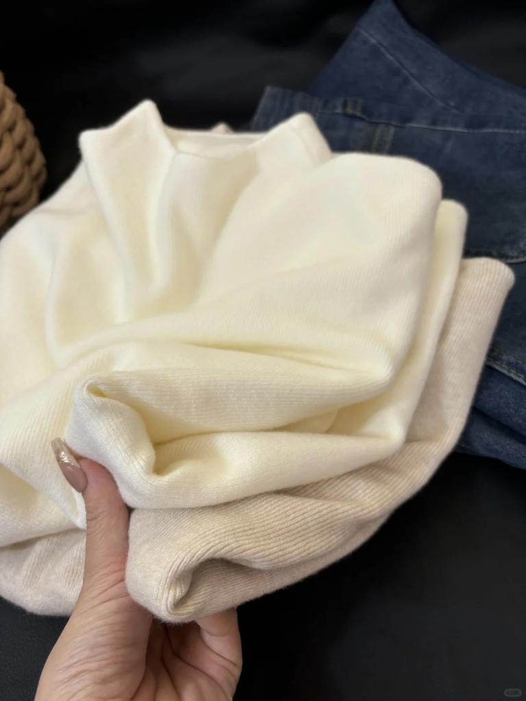 Повседневный внутренний топ однотонного цвета с полувысоким воротником, утолщенная трикотажная рубашка с длинным рукавом для осени и зимы, с воротником-стойкой и флисовой подкладкой