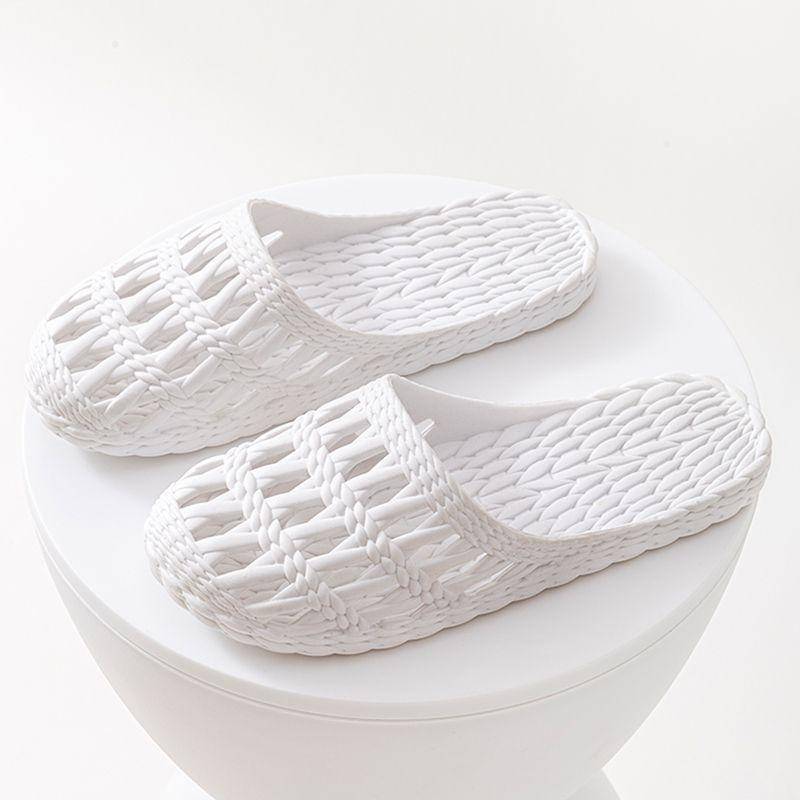 Простые однотонные домашние пластиковые туфли для женщин, дышащие прохладные тапочки на лето