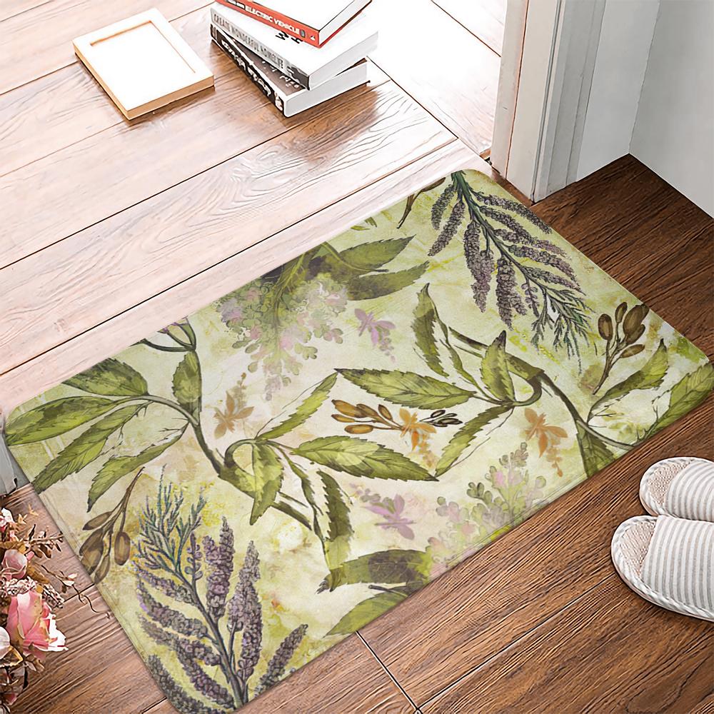 Нескользящий замшевый ковер с цветочным растительным пейзажем, дверной коврик, дверной коврик, напольный коврик для кухни, гостиной, ковер