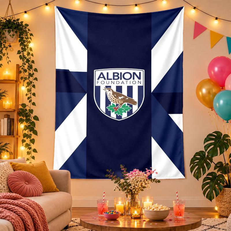 Polyester Wall Tapestry with West Bromwich Albion Design, Decorative Hanging for Bedroom Living Room Dorm