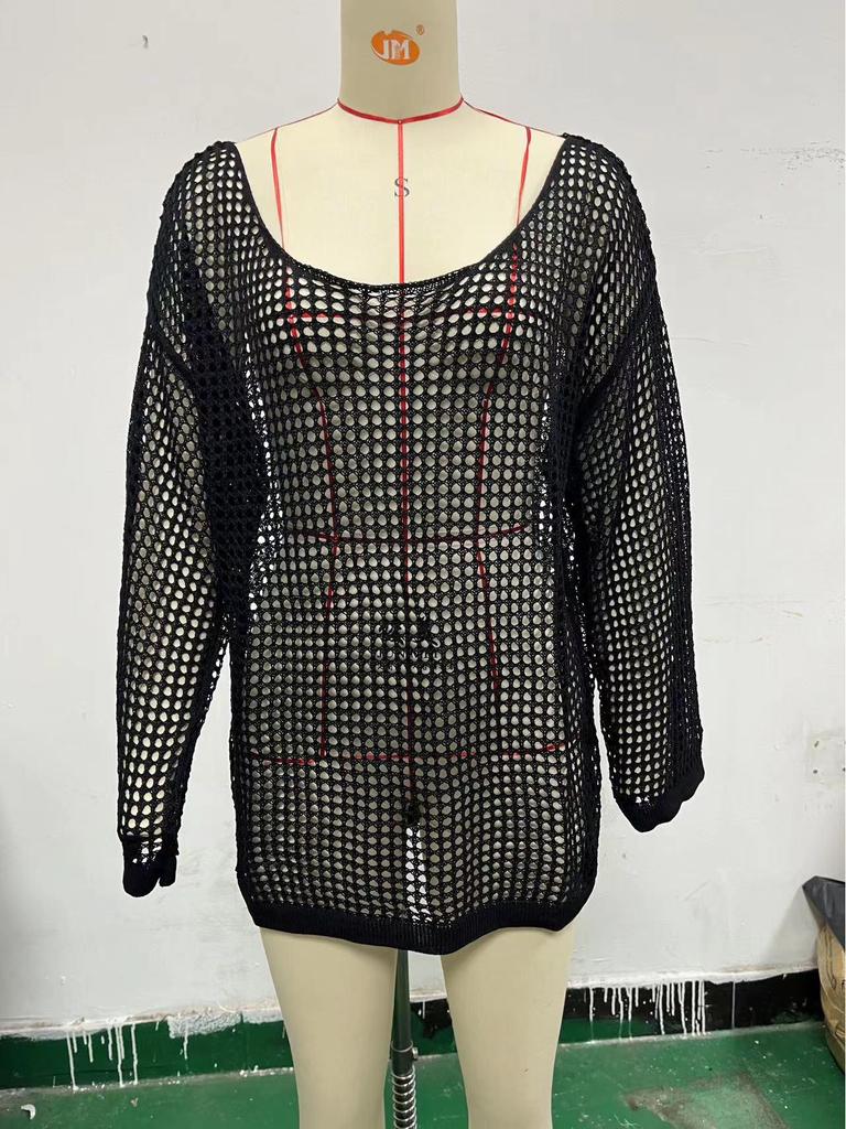 European & American Mesh Knit Bikini Cover-Up Sweater - Women's Summer Beach Sunscreen Shirt