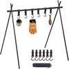 Moyot Aluminum Alloy Lantern Hanging Rack, Lantern Stand, for Outdoor Camping, Foldable, Lightweight, with 6 Adjustable Hooks and Storage Bag