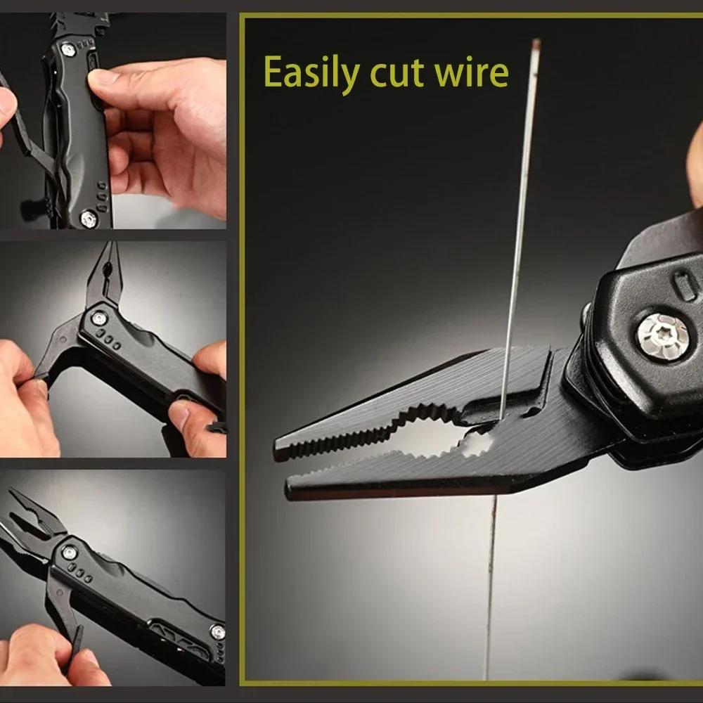 16 в 1 Универсальные складные плоскогубцы Многофункциональный гаечный ключ Молоток Комбинация Регулируемые ручные инструменты для выживания на открытом воздухе Кемпинг