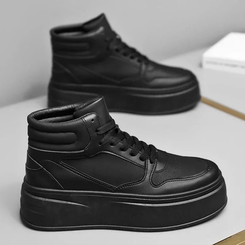 Sneakers Casual Men Designer White Shoes Fashion Secondary Leather Cowhide Breathable Height Increased Flat Platform Board Shoes