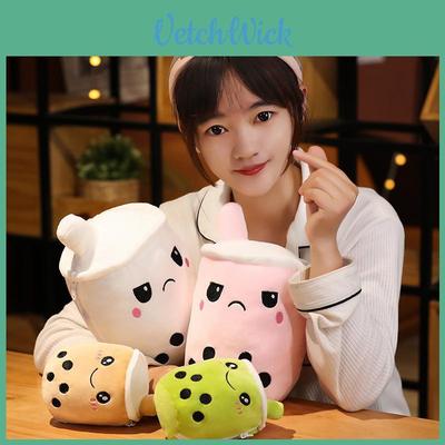 Уютная двусторонняя плюшевая игрушка боба с секретным карманом, плюшевая кукла с молочным чаем и пузырьками для обнимашек