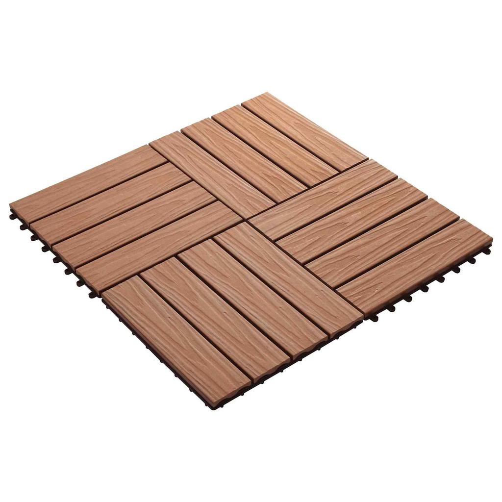 Terrace Tile 3D Design 11 pcs Light Brown 30 x 30 cm WPC