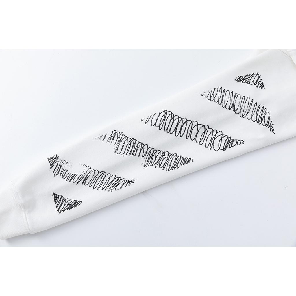 Off-White 2025 Autumn and Winter New Sketch Pattern Arrow Looped Hooded Sweatshirt for Men and Women