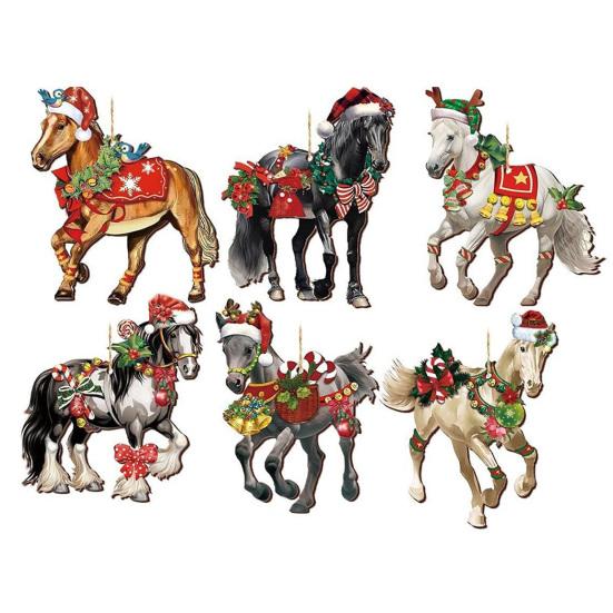 Рождественские лошадки, винтажные деревянные лошадки, елочные игрушки, декор для вечеринки в западном стиле, для рождественской елки, домашний декор