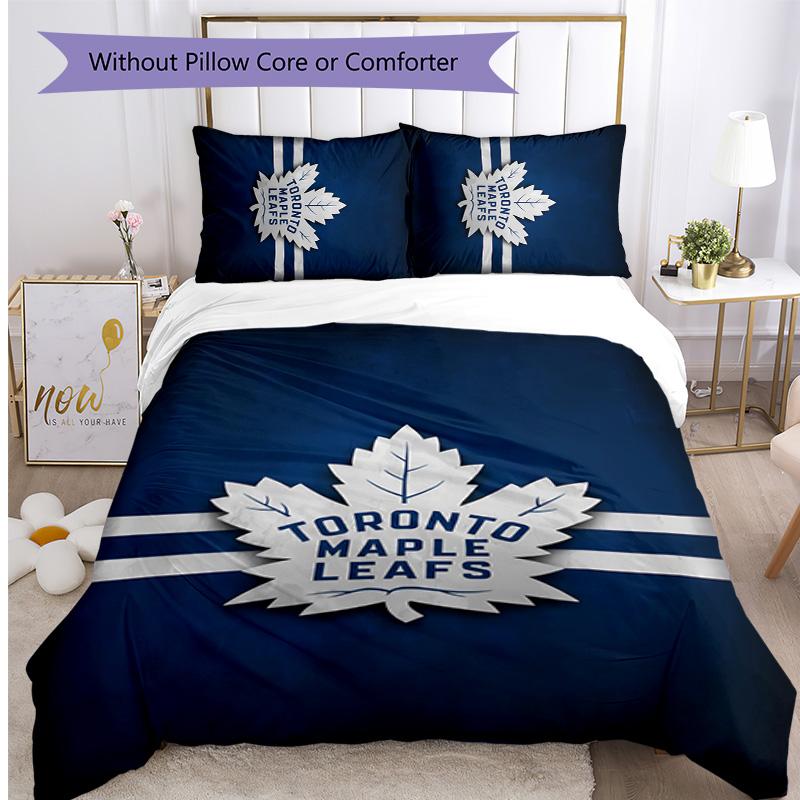 Toronto Maple Leafs Printed 3PCS Bedding Set Soft Breathable Duvet Cover Pillowcases Set Washable Bedroom Decor Home Gift