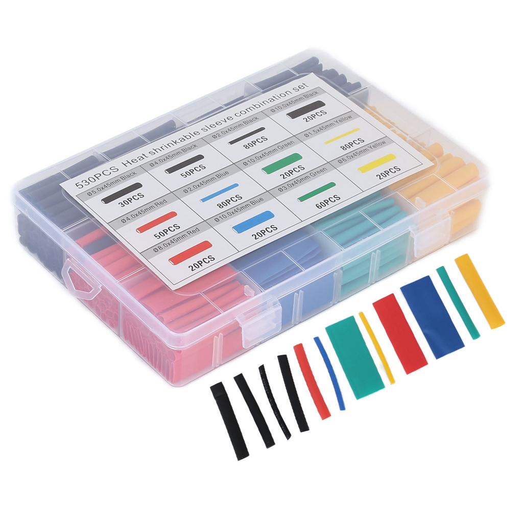 530pcs Heat Shrink Tubing Kit Electrical Colorful Wire Shrink Wrap Tubing Assortment