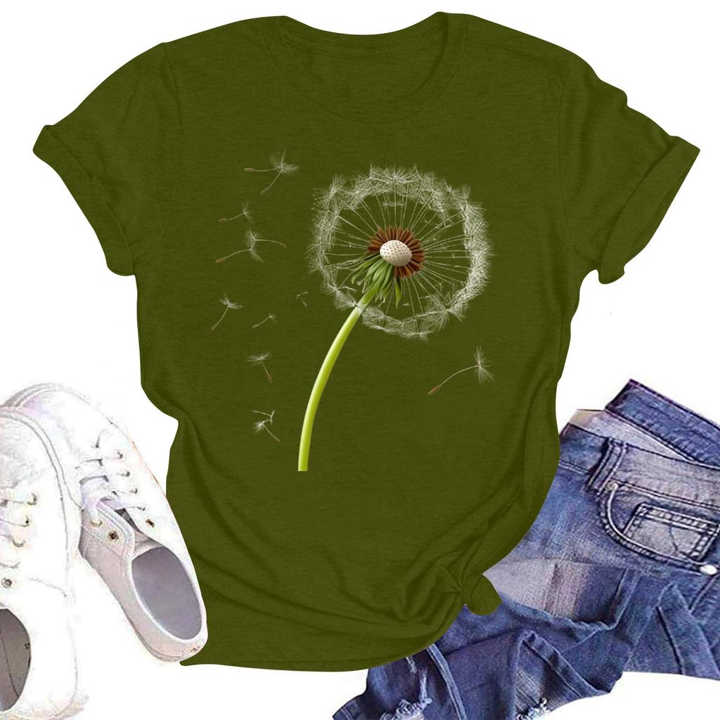 Женская повседневная свободная футболка с принтом, круглый вырез, пуловер, короткий рукав, топ