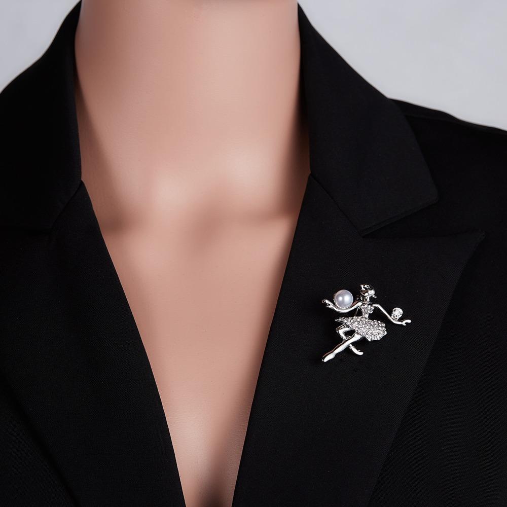 Gymnastics Girl Drip Oil Rhinestone Pins Suit Accessories Korean Style Brooch Crystal Brooch