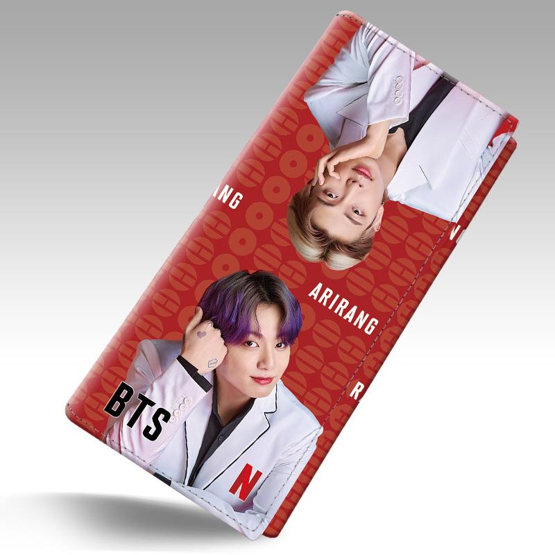 BTS Складной кошелек K-pop ARIRANG Фан-мерч 3D тиснение из ПУ кожи Длинный кошелек Держатель для карт Кошелек для мелочи для женщин Мужчин Подарки для ARMY