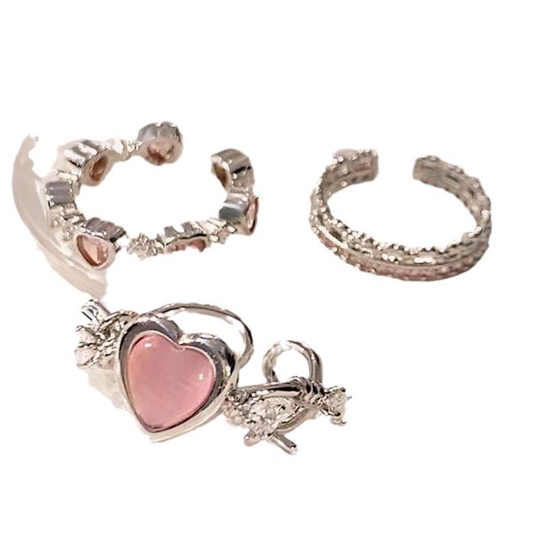 Розовое кольцо с любовью для женщин, нишевый дизайн, высококачественный, для девушек, розовый бриллиант, легкий, роскошный, уникальный, регулируемый, модный, индивидуальный прилив