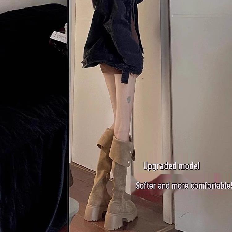 Women's Brown Over-the-Knee High-Heeled Boots: Versatile Slimming Knight Style for Autumn/Winter 2025