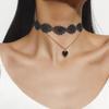 European and American Style Retro Hollow Black Lace Choker Sexy Love Necklace Choker