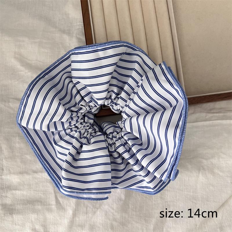 Trend Blue Striped Cloth Scrunchies Women Girls Elastic Hair Rubber Bands Accessories Tie Hair Ring Rope Headdress Headwear