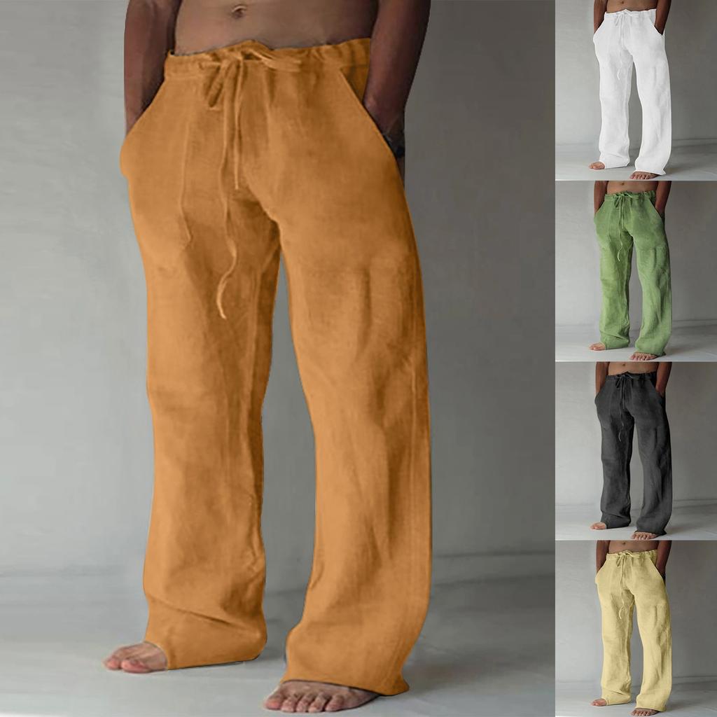 Linen Clothing For Men Natural Linen Pants For Men Contemporary Comfortable Quality Soft Linen Pocket Color Trousers