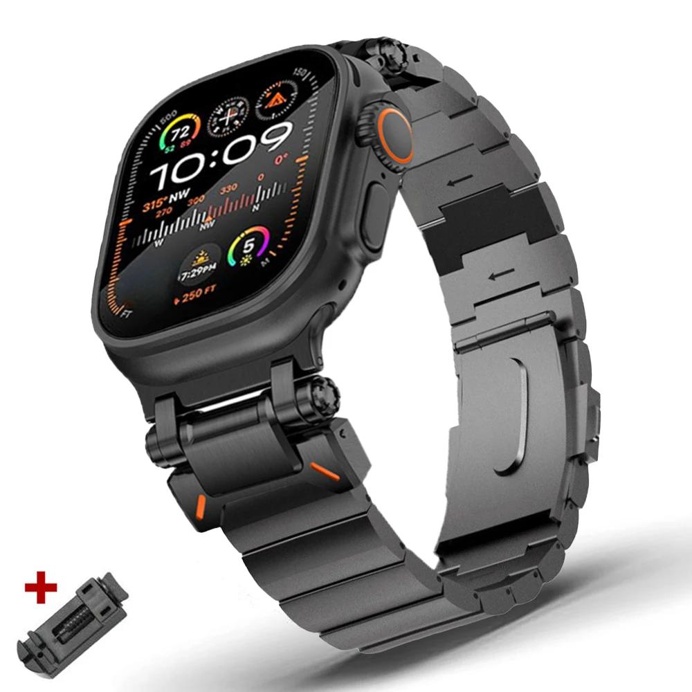 Титановый браслет для Apple Watch Series 10 46mm Ultra 2/1 49mm Металлический ремешок Correa для iwatch 9 8 7 45mm 6 5 4 SE 44mm Ремешок для часов