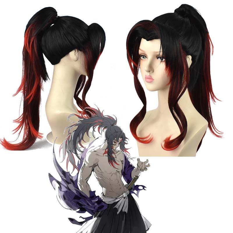 Black Red Gradient Wig For Anime Cosplay Medium Length With High-temperature Fiber