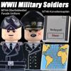 MOC WW2 German Military Soldiers Figures Building Blocks Officer Army Infantry Cap Map Printed Tiles Bricks Toys Boys Gift