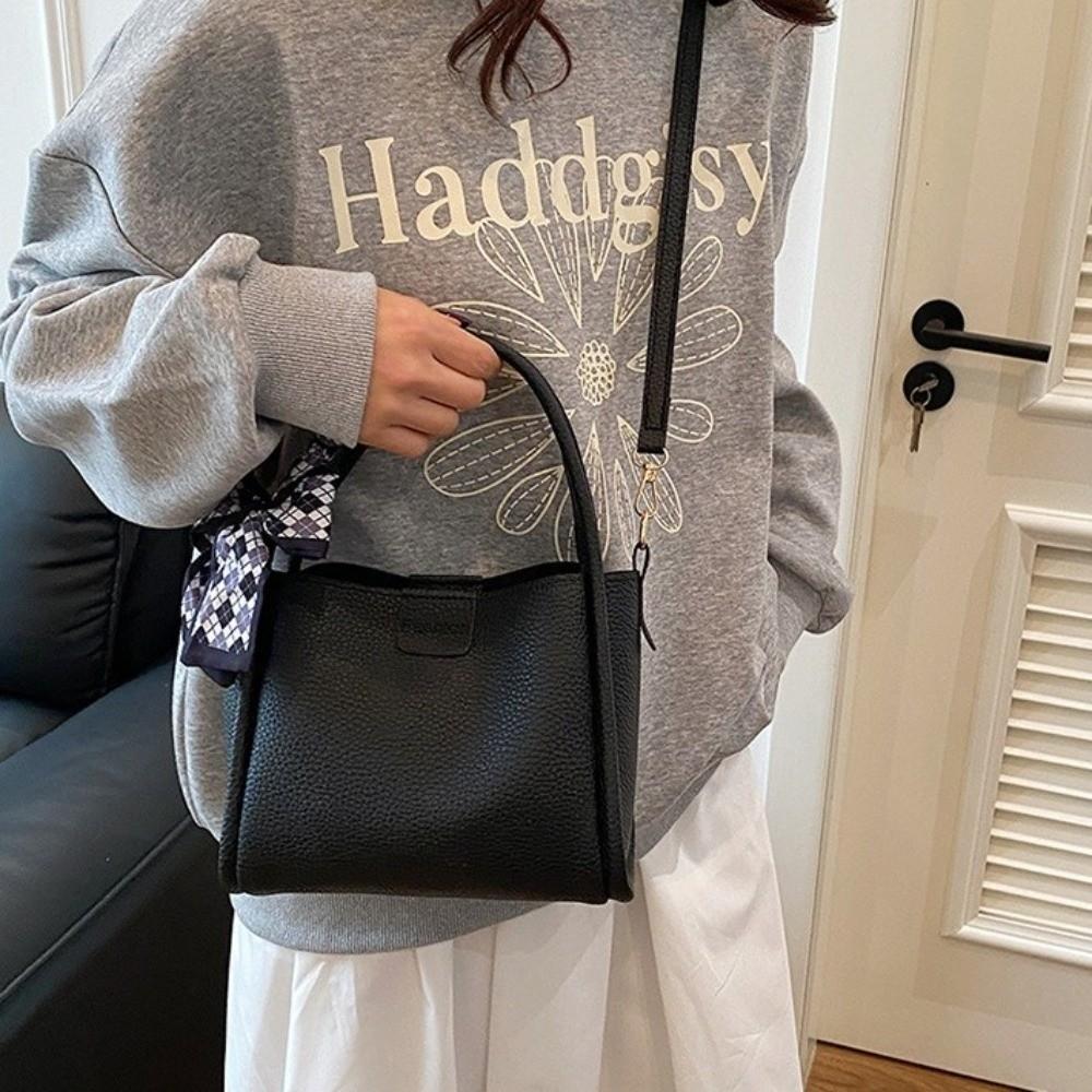 Minimalist Pu Leather Bucket Bag Versatile Women 's Handbag Soft Crossbody Bag Women