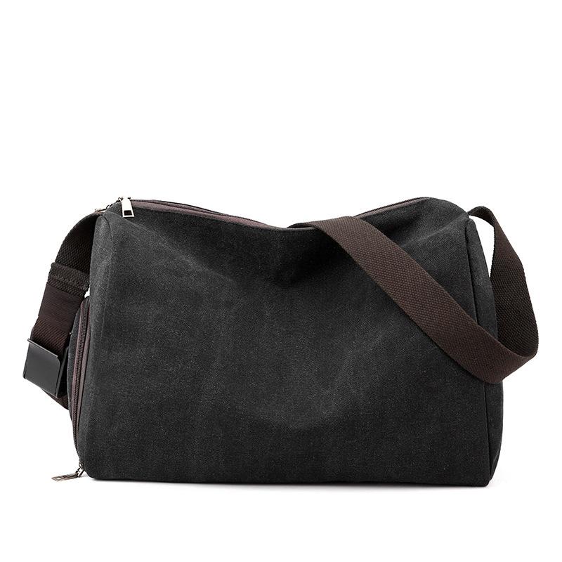 Zipper Canvas Small Barrel Bag Men'S Slant Shoulder Bag For Casual Travel Adjustable Sports Gym Bag Yoga Bag