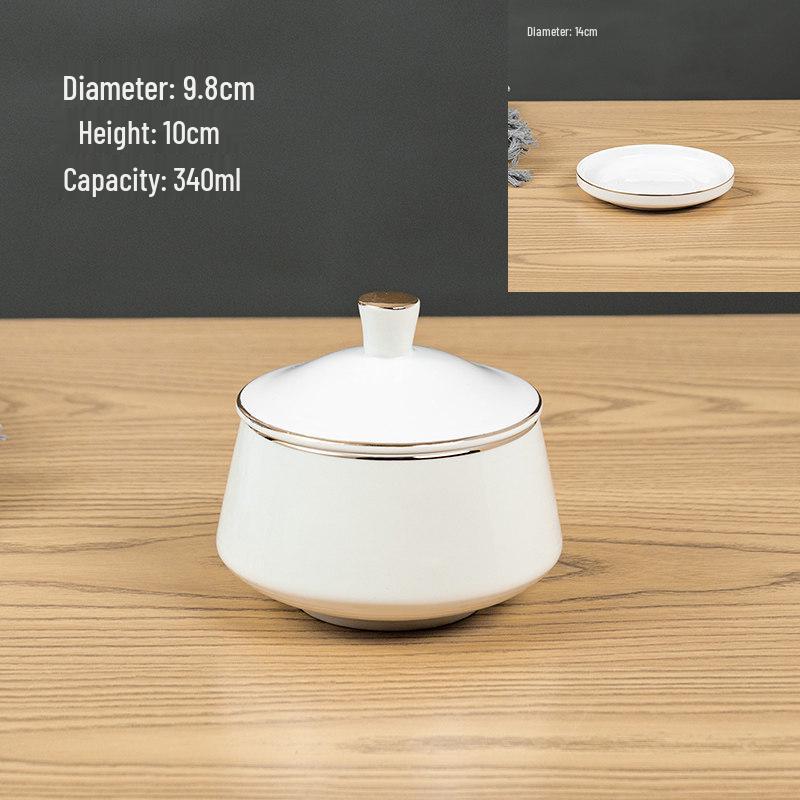 Ceramic Double Boiler Stew Pot with Lid for Soup, Bird's Nest, and Steamed Eggs