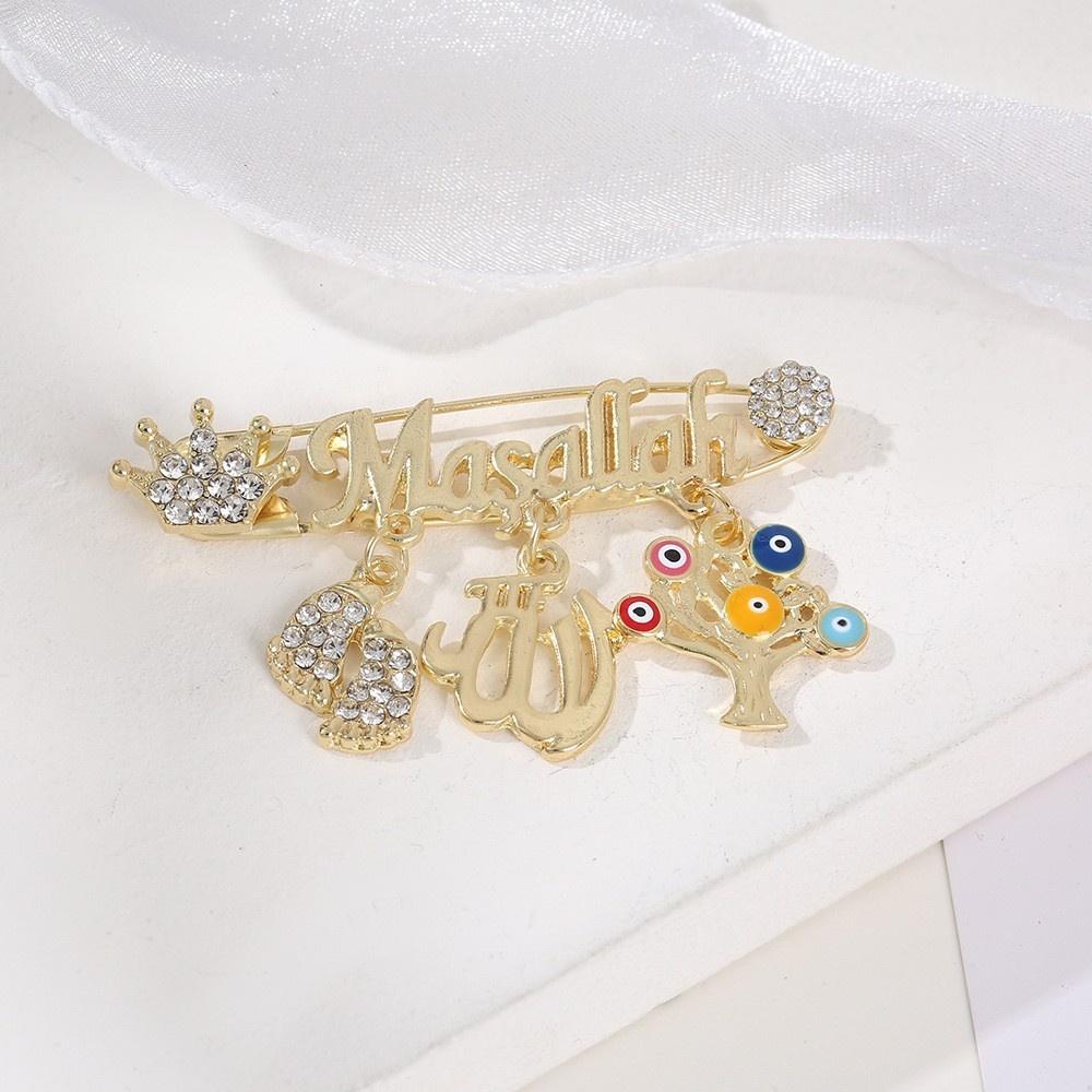 Blue-Eyed Palm Crown Letter Zircon Brooch Fashionable Personalized Retro God's Eye Design New Wholesale Brooch