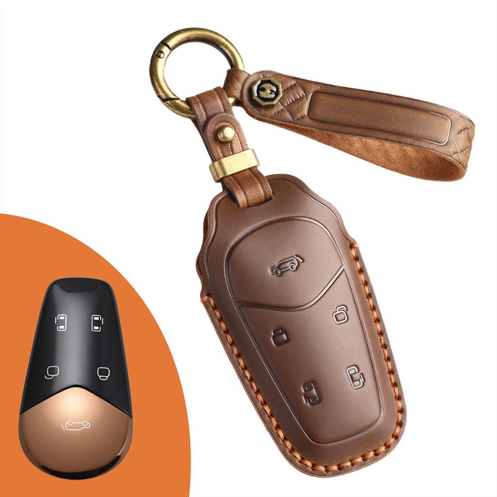 Handmade Genuine Leather Key Cover for Lantu Dreamer: Retro Design with Buckle