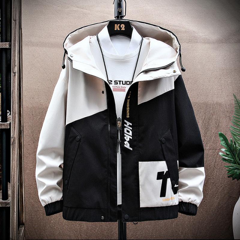 Spring and Autumn New Large Size Loose Jackets Youth Hooded Jackets Men's Velvet Jackets Fat Men's Large Size Men's Jackets