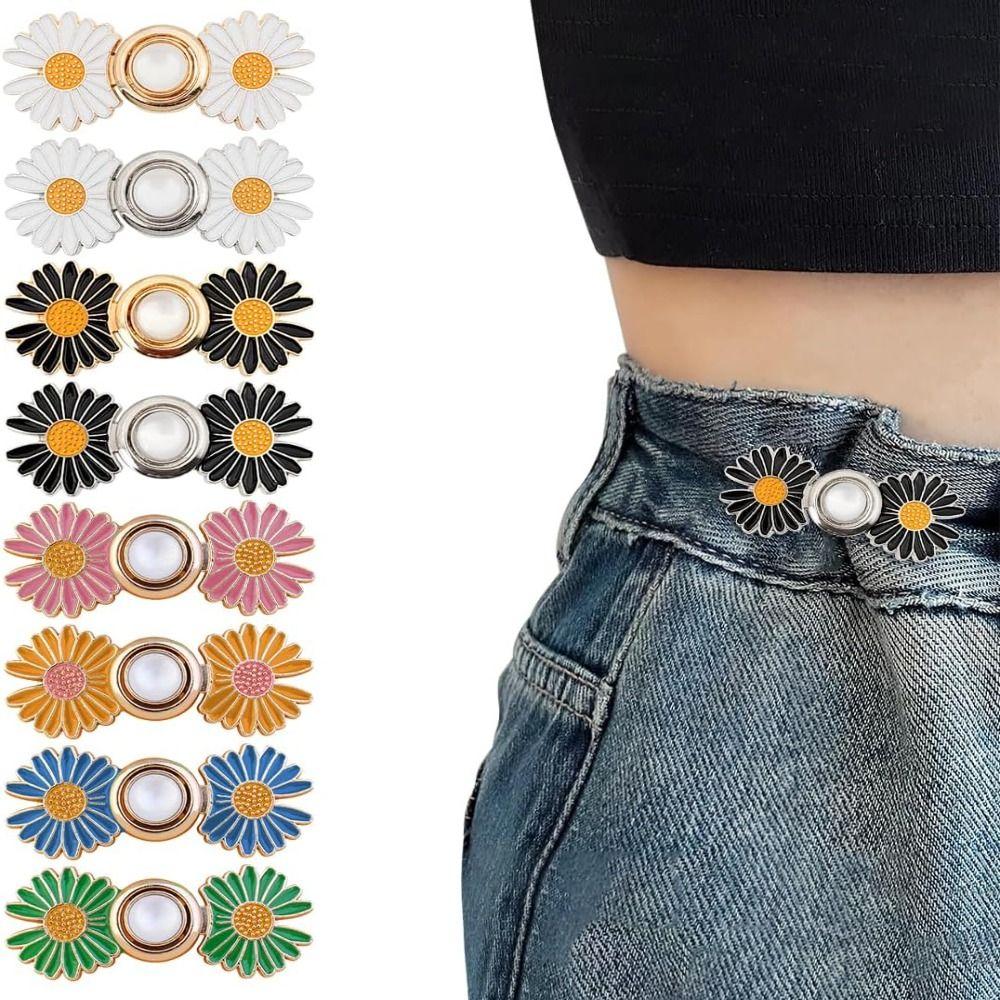 Легкие в использовании пуговицы-цветы, булавки, регулируемый удлинитель для талии для джинсов, брюк, юбок