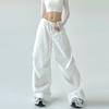 Women Cargo Pants Solid Spring Autumn Clothing Y2K Baggy American Retro Sweatpants Straight Wide-leg Long Trousers