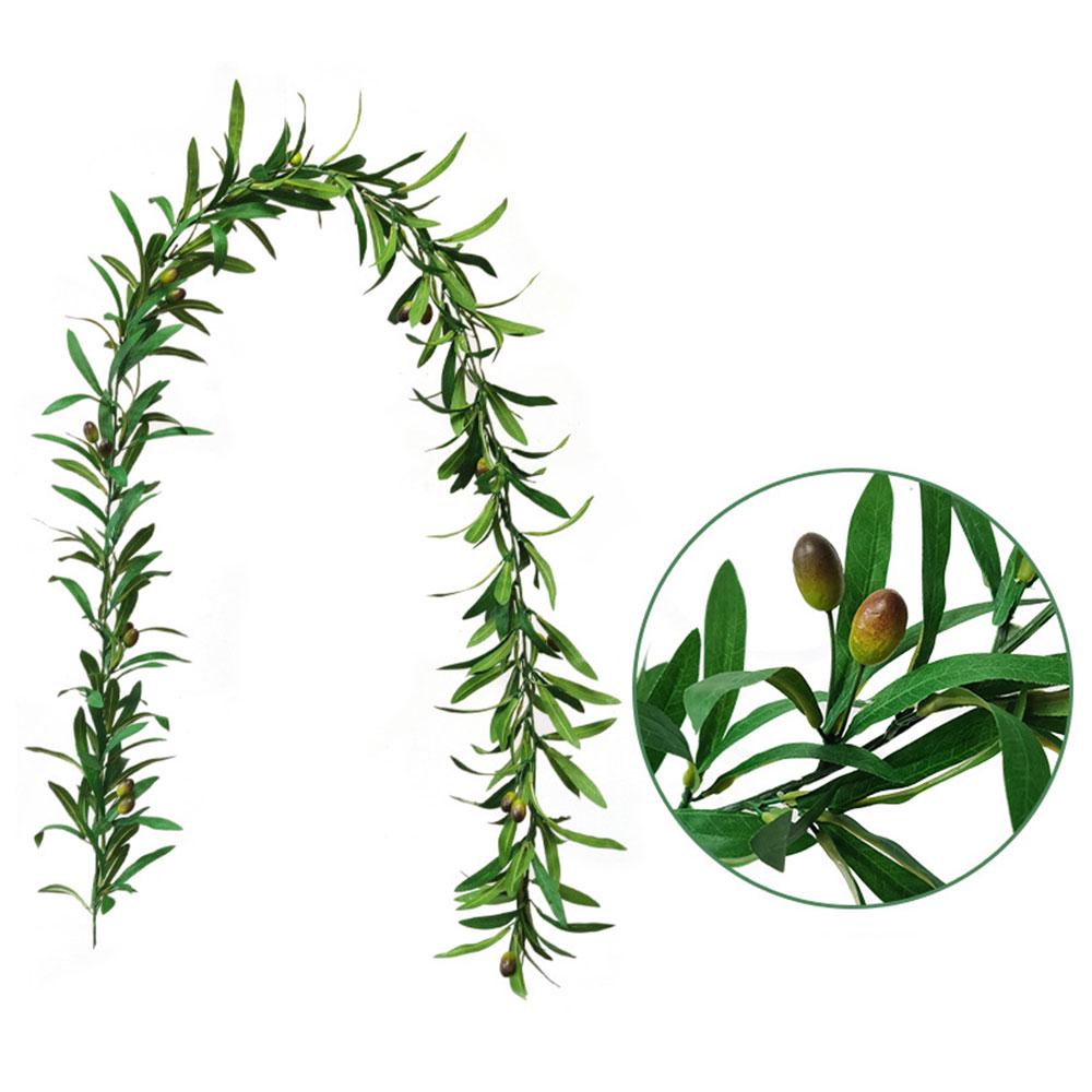 Artificial Green Olive Wreath Greenery Wreath with Olive Leaves Bean for Front Door Indoor Outdoor Festival Wedding