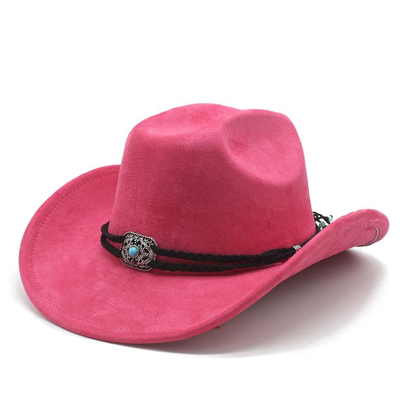 Suede Upturned Edge Western Cowboy Hat Men And Women Outdoor Travel Hat Rolled Brim Ethnic Style Top Hat Felt Hat
