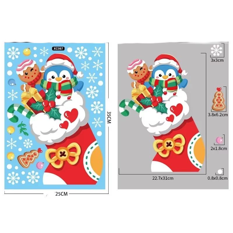 Рождественские наклейки на окна Санта-Клаус Снежинка DIY Наклейка на стену 2025 Рождественские украшения для дома Новогодние украшения Подарок