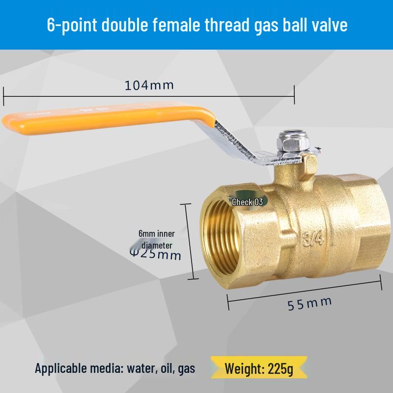 All-Copper Gas Valve for DN15 Natural Gas and Water Heaters, 1-Inch Copper Ball Valve for Tap Water.