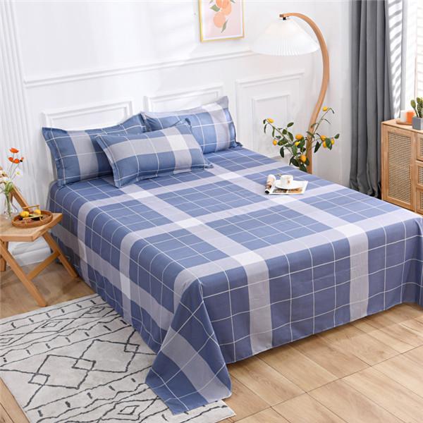 Bed Sheet Polyester Cotton Printed Fitted Sheet Bedding Flat Sheet Soft Breathable Bed Linens (No Pillowcases )