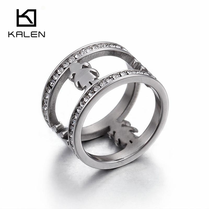 Roman Numeral Rhinestone Jewelry Stainless Steel Girl Pattern Charm Ring Ladies Mom Holiday Gift Size6-9