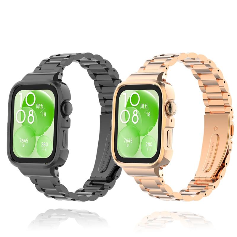 Защитный чехол из нержавеющей стали для смарт-часов Huawei Watch Fit 3, металлический браслет для huawei watch fit3 Band+Protect Cover