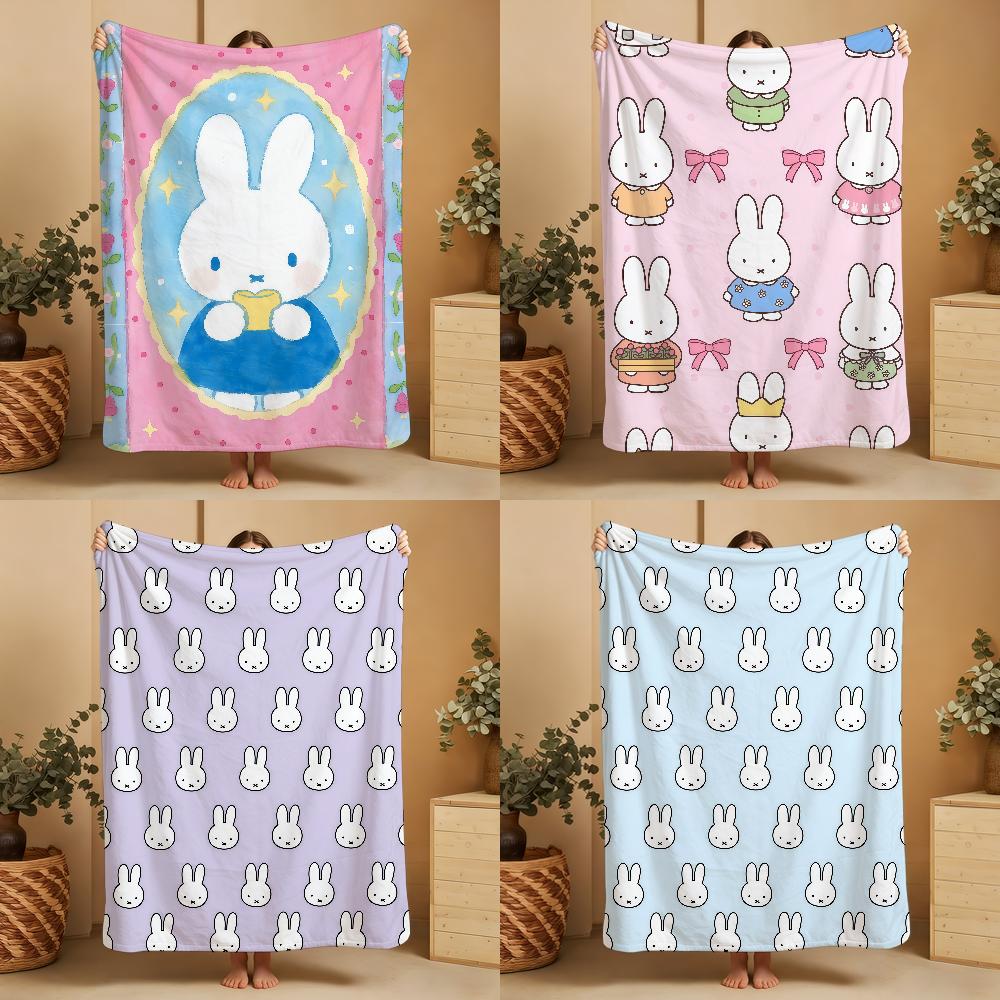 Cute Cartoon M-MiffyS-ES Rabbit Blanket Throw Super Cosy Plush Living Room Sofa Couch Childish Birthday Gifts