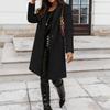 Женское модное повседневное шерстяное однотонное длинное пальто
