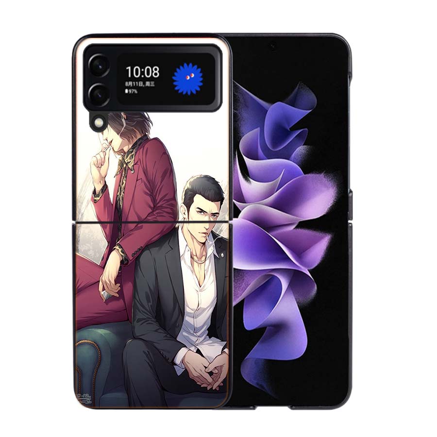 Чехол для телефона игры Yakuza 0 для Samsung Z Flip 7 6 5G Galaxy Z Flip4 Z Flip5 Z Flip3 Черный Жесткий ПК Корпус Защитная Крышка