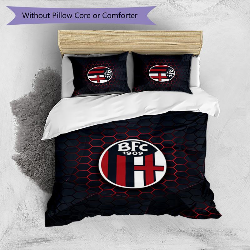 Bologna FC Printed 3PCS Bedding Set Breathable Duvet Cover with Pillowcases Decorative Bed Linen for Bedroom Home
